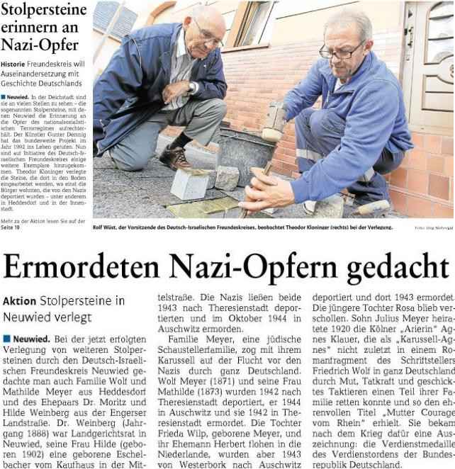Artikel Stolpersteine erinnern an Nazi-Opfer